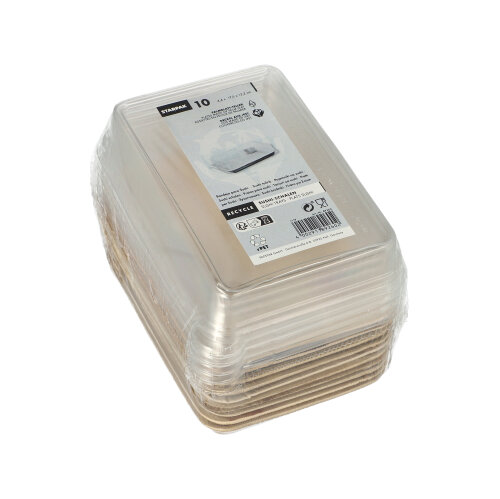 2250 Sushi-Schalen Palmblatt eckig 150 ml 4,4 cm x 17,5 cm x 12,2 cm natur mit rPET Deckel "Kombipack"