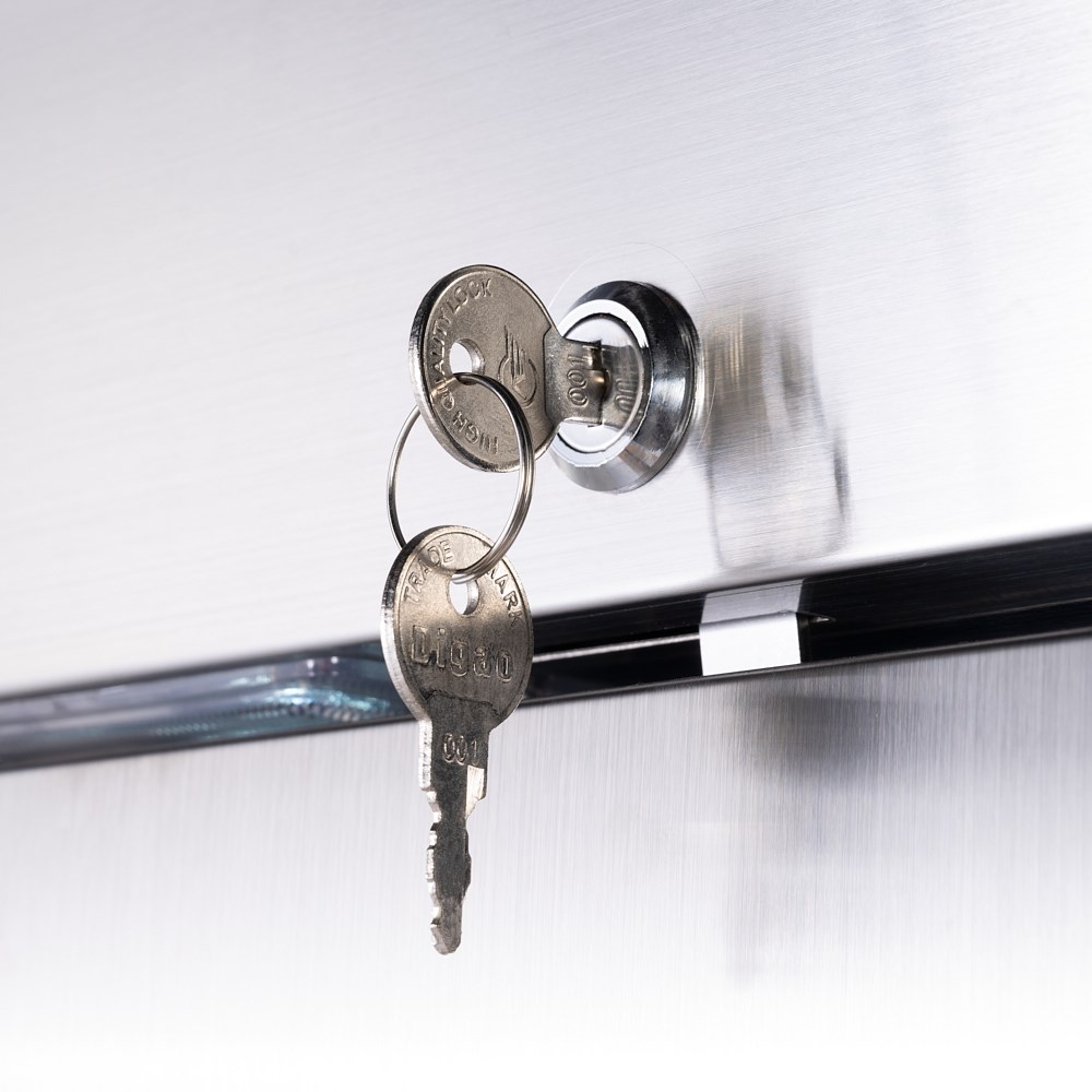 Edelstahl Doppeltür-Tiefkühlschrank mit Rädern, GN 2/1, 1480x830x2010 mm (BxTxH), 1300 L