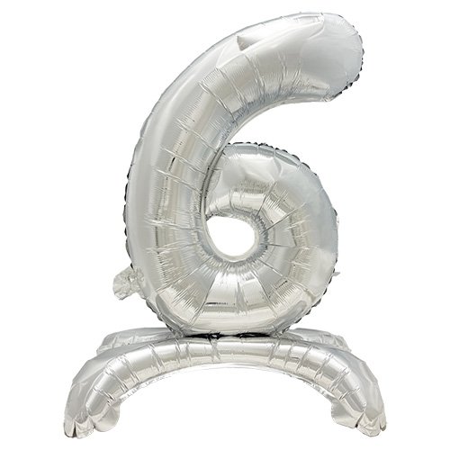1 Folienluftballon 73 cm silber "6" stehend 3840 Folienluftballon 73 cm silber "6" stehend