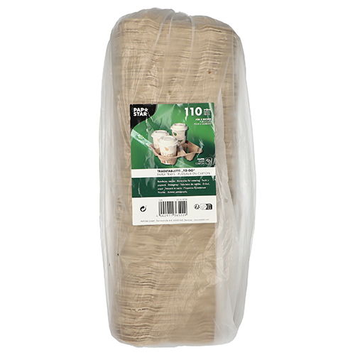 3080 Tragetabletts, Pappe "To Go" 4,7 cm x 22,4 cm x 22,4 cm natur für 4 Becher