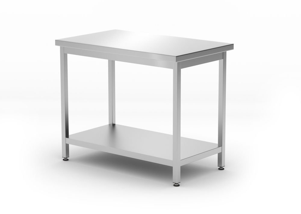 Zentraler Arbeitstisch mit Regalboden Budget Line - geschraubt, Tiefe 600 mm, HENDI, Budget Line, 1000x600x(H)850mm