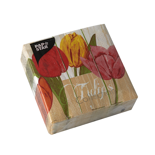 33600 Servietten, 3-lagig 1/4-Falz 25 cm x 25 cm "Blooming Tulips"