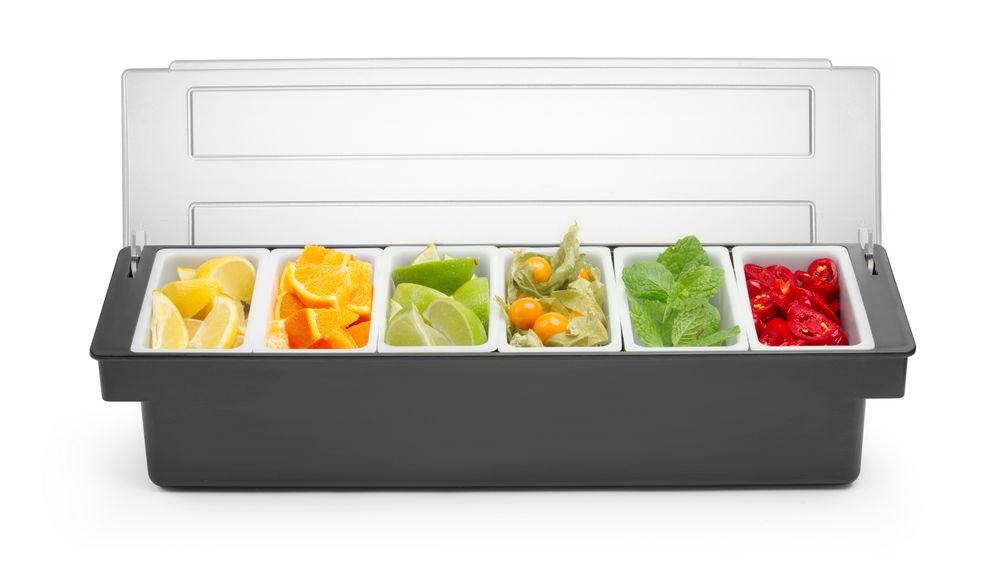 Zutatenbox – 6 Behälter, BarUp, 480x150x(H)100mm
