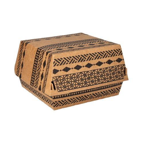 3840 Burgerboxen, Pappe 7,8 cm x 11 cm x 11,5 cm braun "Maori" groß