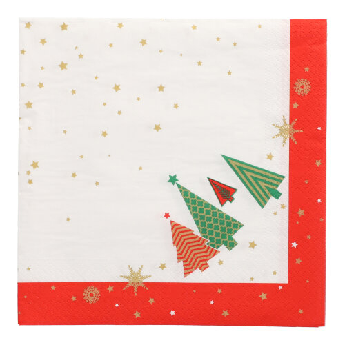 14000 Servietten, 3-lagig 1/4-Falz 40 cm x 40 cm "Plain Christmas Trees"