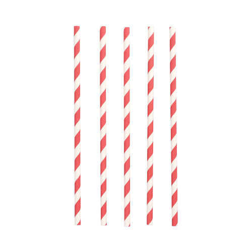 90000 Trinkhalme Papier Ø 6 mm · 20 cm rot/weiss "Stripes"