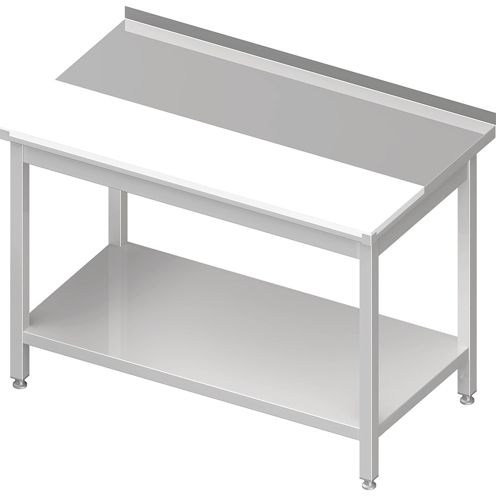 Arbeitstisch mit Grundboden, 1700x700x850 mm, mit bündig eingelassener PE-Schneideplatte, mit Aufkantung, verschweißt