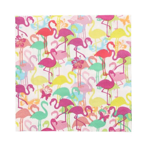 20 Servietten, 3-lagig 1/4-Falz 33 cm x 33 cm "Flamingoparty" 22800 Servietten, 3-lagig 1/4-Falz 33 cm x 33 cm "Flamingoparty"