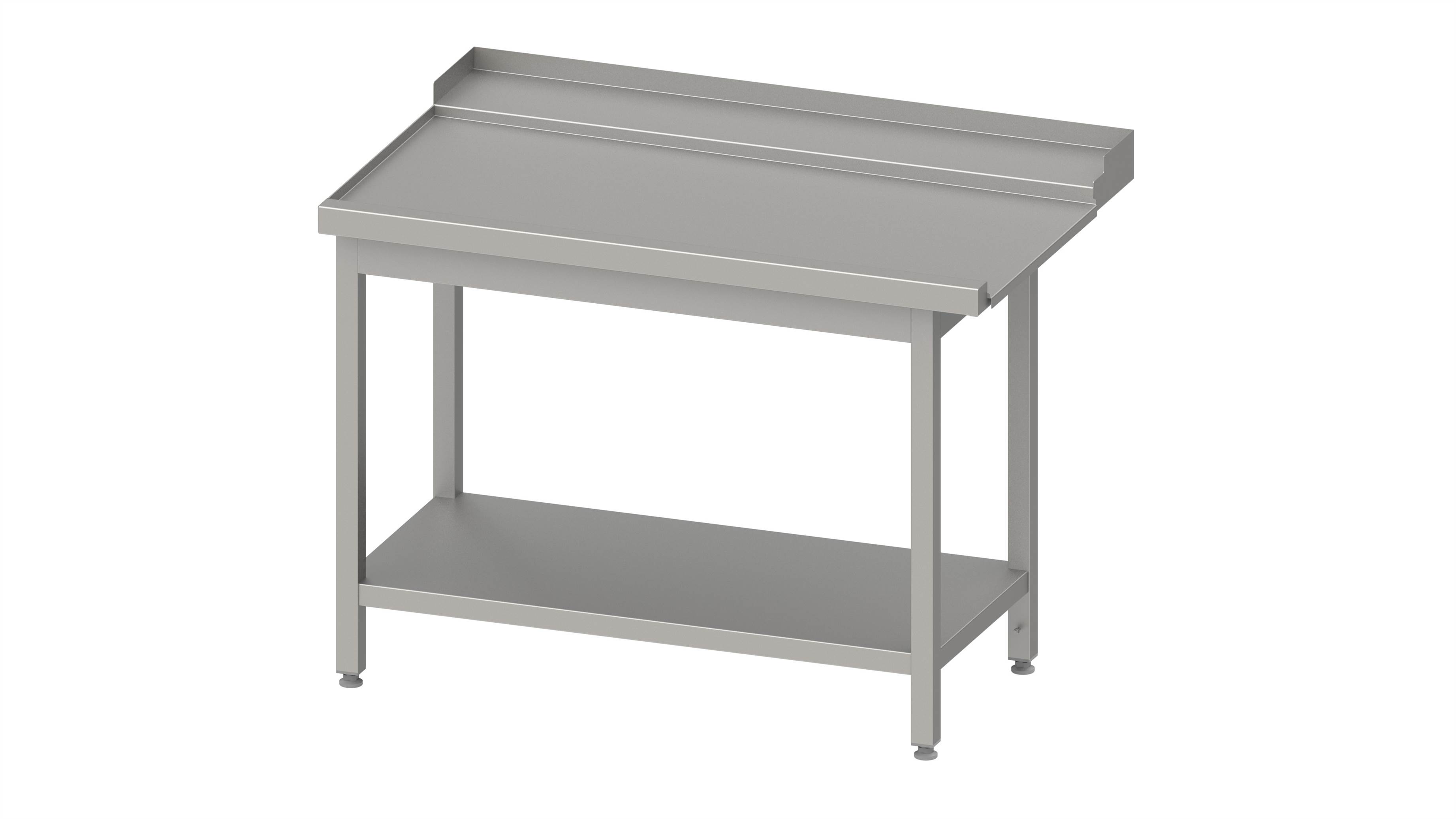 Ablauftisch, Korbführung mit Gefälle, mit Grundboden 800x750x880 mm, Anbauseite links, mit Aufkantung, verschweißt Ablauftisch, Korbführung mit Gefälle, mit Grundboden 1800x750x880 mm, Anbauseite links, mit Aufkantung, verschweißt