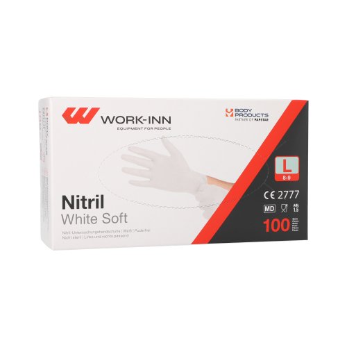 60000 "WORK-INN/PS" Handschuhe Nitril puderfrei "White Soft" weiss Größe L