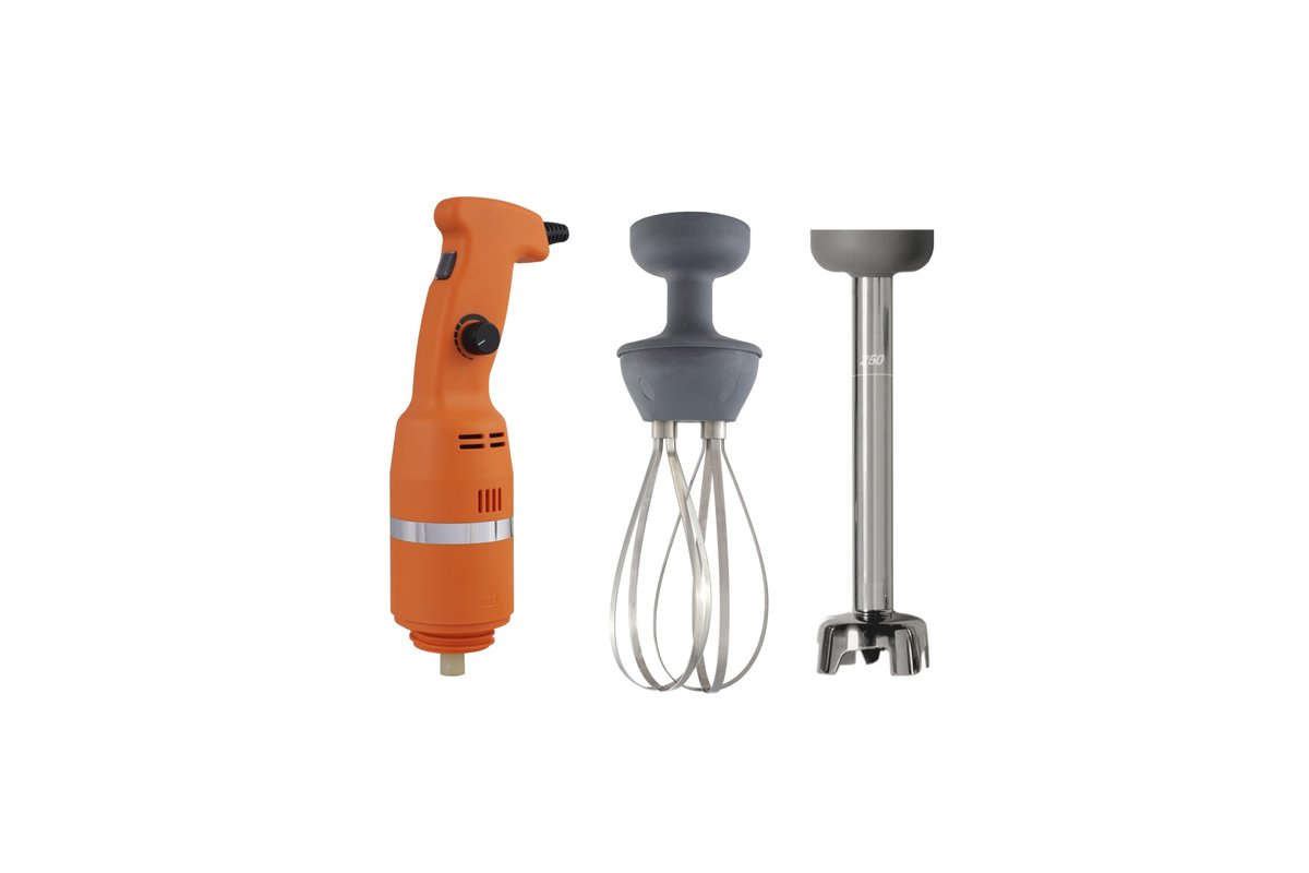 Stabmixer orange, mit Rührstab und Schneebesen Stabmixer orange, mit Rührstab und Schneebesen