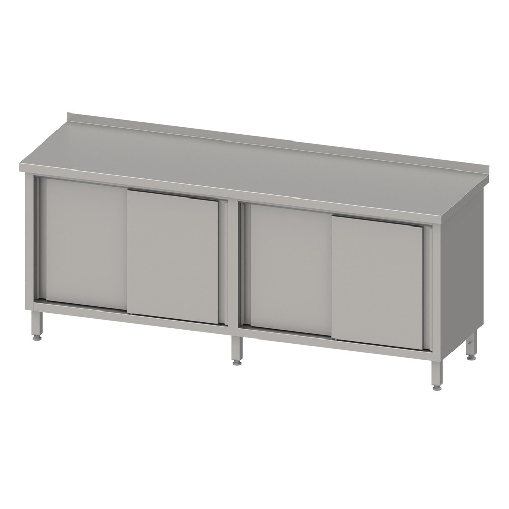 Arbeitsschrank mit Schiebetüren 2000x600x850 mm, mit Aufkantung, verschweißt Arbeitsschrank mit Schiebetüren 2000x700x850 mm, mit Aufkantung, verschweißt