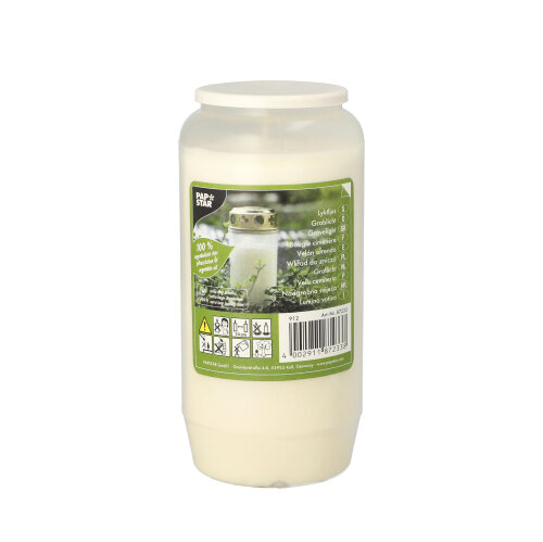 960 Öl-Licht T6, 100 % Pflanzenfett Ø 7 cm · 14 cm weiss transparente Hülle