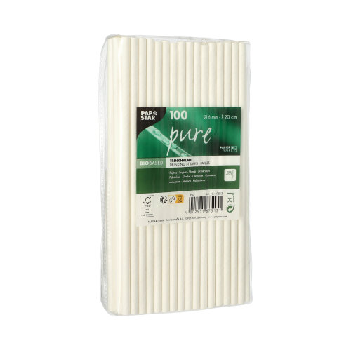 88000 Trinkhalme, Papier "pure" Ø 6 mm · 20 cm weiss