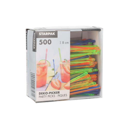 480000 Deko-Picker, PS 8 cm farbig sortiert "Drop"