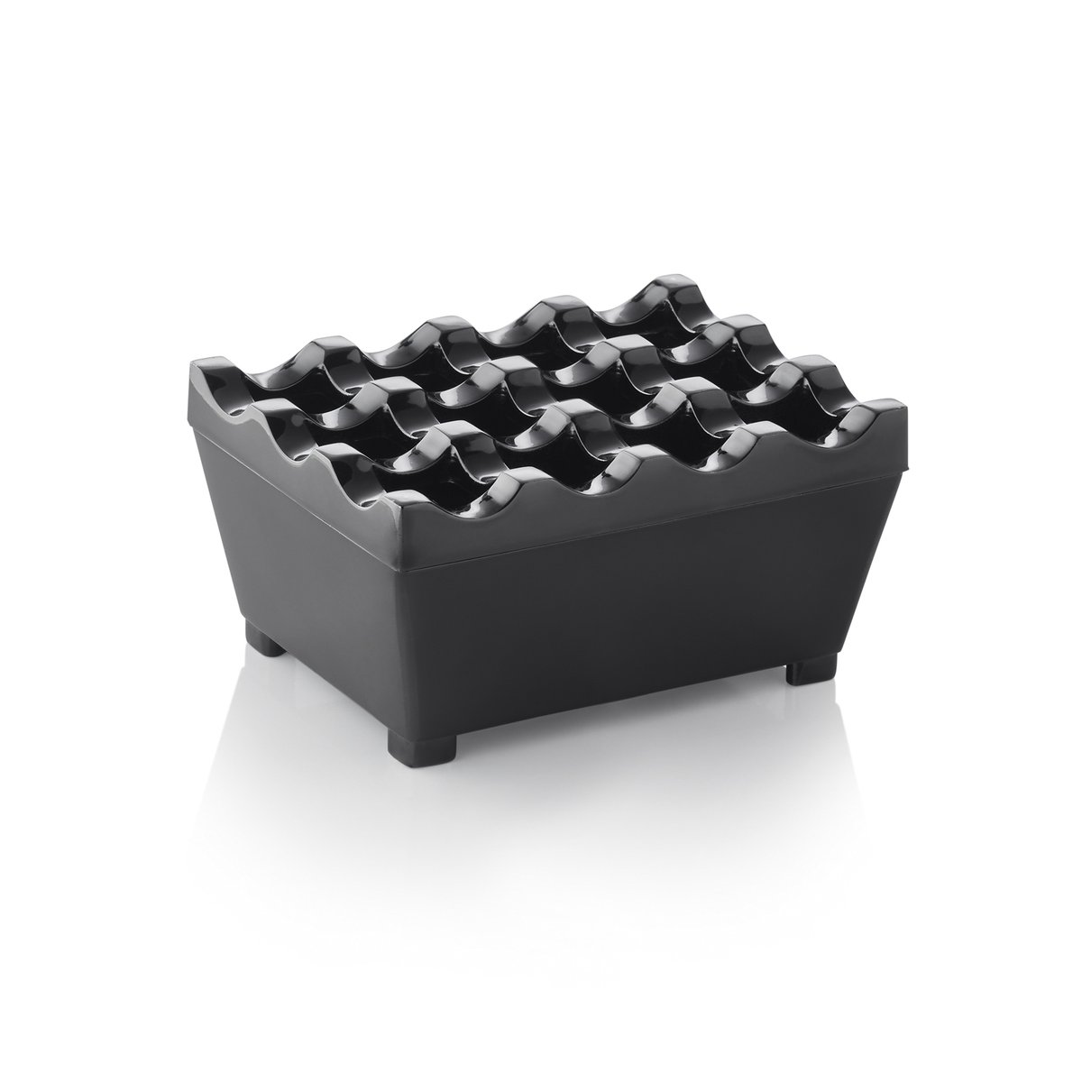 Windaschenbecher, 9,5 x 7,5 x 4,5 cm, schwarz verchromt, Zinkguss Windaschenbecher, 9,5 x 7,5 x 4,5 cm, schwarz verchromt, Zinkguss