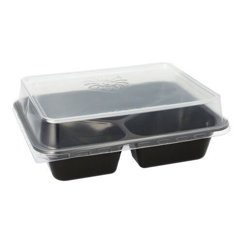 Mehrweg-Menüschalen PP 3-geteilt 4,5 cm x 22,7 cm x 17,8 cm schwarz Mehrweg-Menüschalen PP 3-geteilt 4,5 cm x 22,7 cm x 17,8 cm schwarz