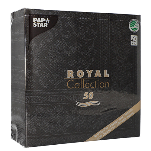 250 Servietten "ROYAL Collection" 1/4-Falz 40 cm x 40 cm schwarz "Ornaments" 12500 Servietten "ROYAL Collection" 1/4-Falz 40 cm x 40 cm schwarz "Ornaments"