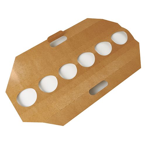 30 Tragetabletts, Pappe "pure" 12 cm x 9,5 cm x 62 cm braun für 6 Trinkbecher 5400 Tragetabletts, Pappe "pure" 12 cm x 9,5 cm x 62 cm braun für 6 Trinkbecher