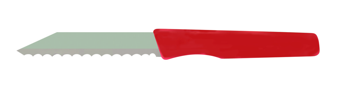 Brötchenmesser / Küchenmesser mit Wellenschliff, Rot