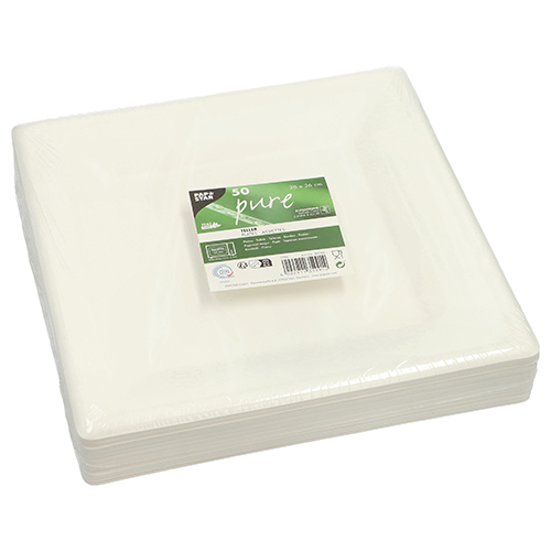 7200 Teller, Zuckerrohr "pure" eckig 26 cm x 26 cm weiss