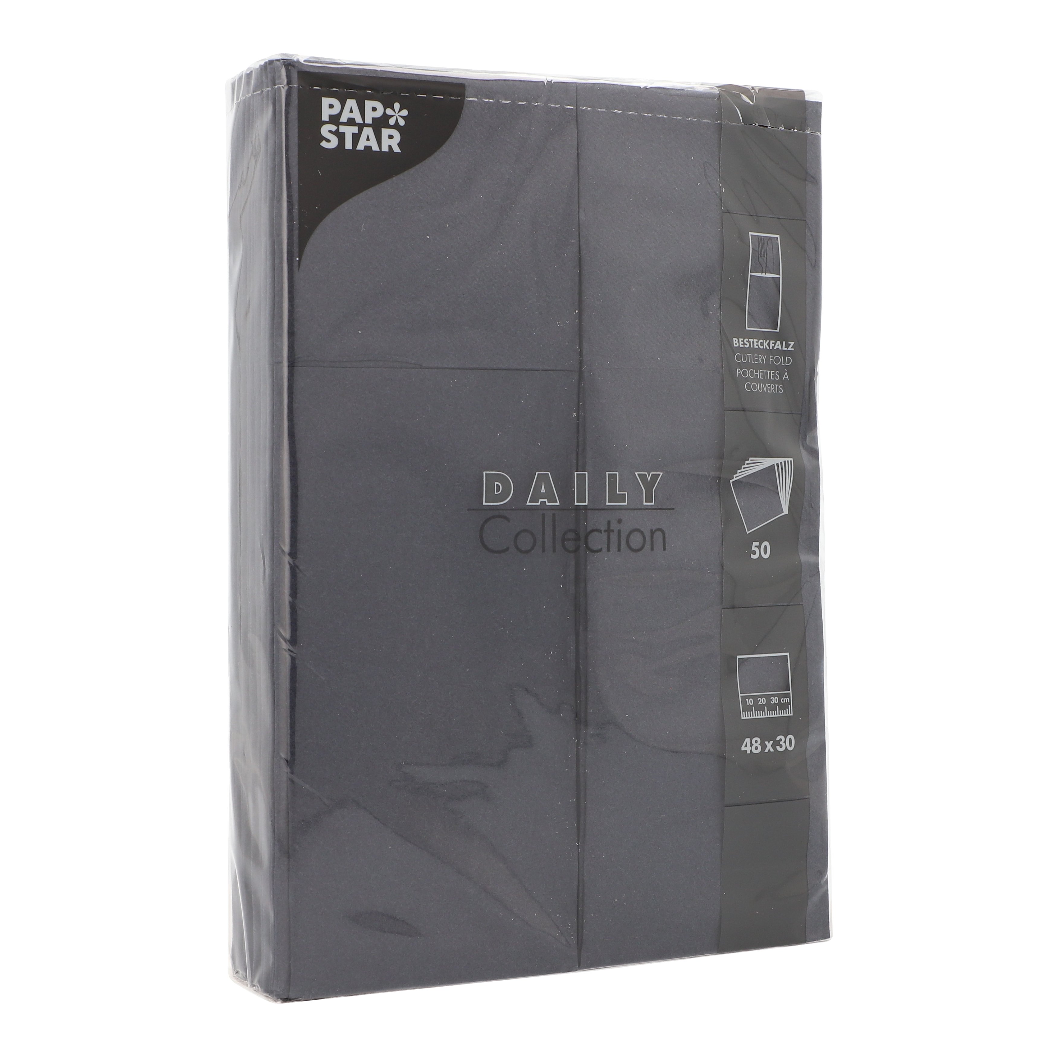 400 Servietten "DAILY Collection" 48 cm x 30 cm schwarz mit Besteckfalz 19200 Servietten "DAILY Collection" 48 cm x 30 cm schwarz mit Besteckfalz
