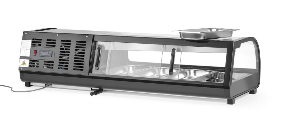 Sushi-Vitrine, Arktic, Im Lieferumfang enthalten: 4x GN 1/3 (H) 40 mm., GN 1/3, Schwarz, 220-240V/190W, 1177x426x(H)296mm