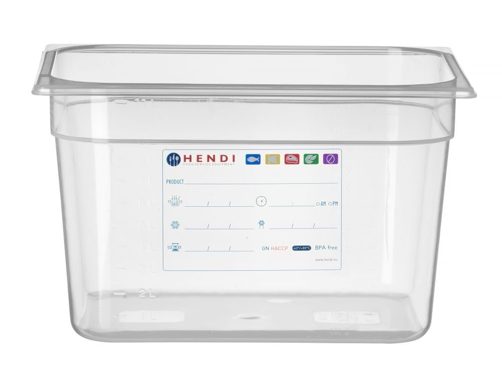 Gastronorm-Behälter 1/2, HENDI, GN 1/2, 6,5L, Transparent, 325x265x(H)100mm