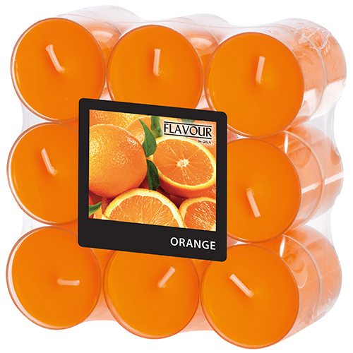 10368 "Flavour by GALA" Duftlichte Ø 38 mm · 24 mm orange - Orange in Polycarbonathülle