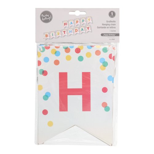 1728 Grußkette 3,5 m x 20 cm "Happy Birthday"