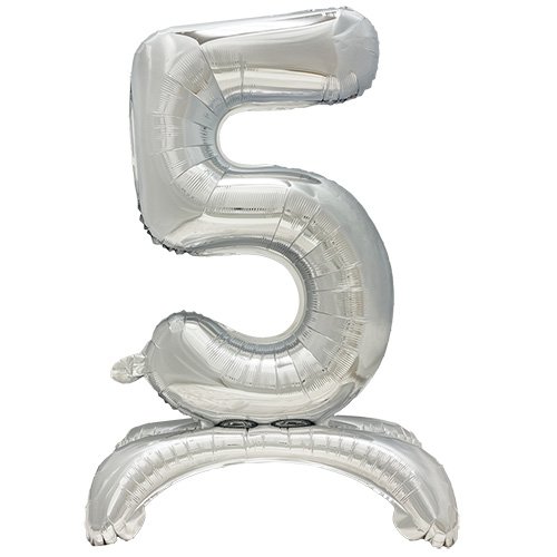 1 Folienluftballon 73 cm silber "5" stehend 3840 Folienluftballon 73 cm silber "5" stehend