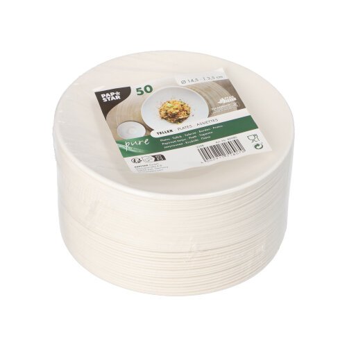 14400 Teller Zuckerrohr "pure" rund Ø 14,5 cm · 3,5 cm weiss "Cella"