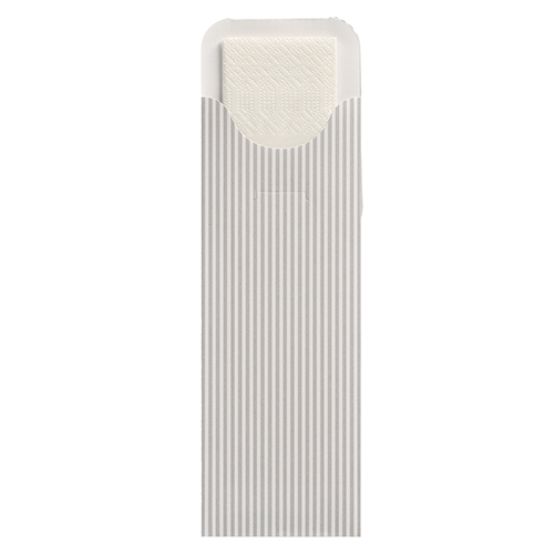 12000 Bestecktaschen 23,5 cm x 7,3 cm weiss "Lines" inkl. weißer Serviette 40 x 40 cm 2-lag.