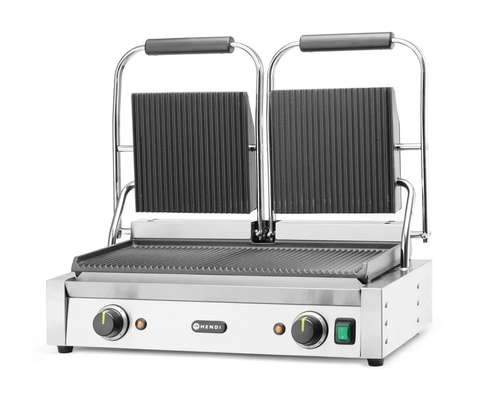 Kontaktgrill - Doppelversion, gerillte Ausführung, oben und unten gerillt, 230V/3600W, 570x375x(H)216mm Kontaktgrill - Doppelversion, gerillte Ausführung, oben und unten gerillt, 230V/3600W, 570x375x(H)216mm