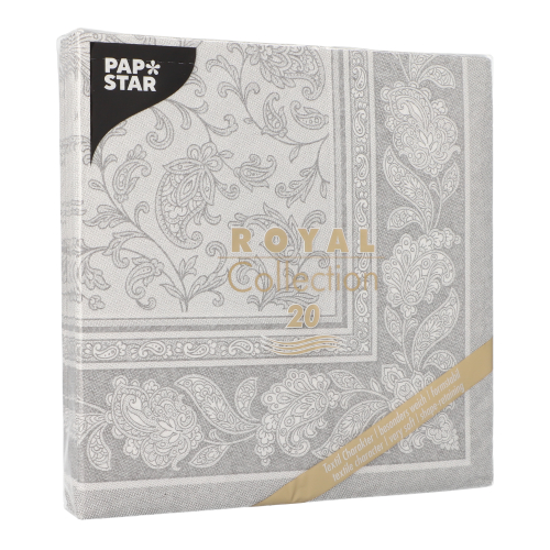 160 Servietten "ROYAL Collection" 1/4-Falz 40 cm x 40 cm grau "Ornaments" 12000 Servietten "ROYAL Collection" 1/4-Falz 40 cm x 40 cm grau "Ornaments"