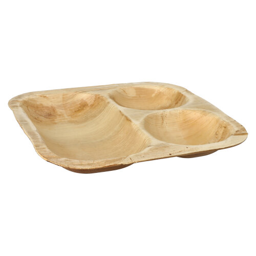 1800 Siegelschalen Palmblatt "pure" eckig 500 ml 4 cm x 26 cm x 26 cm 3-geteilt