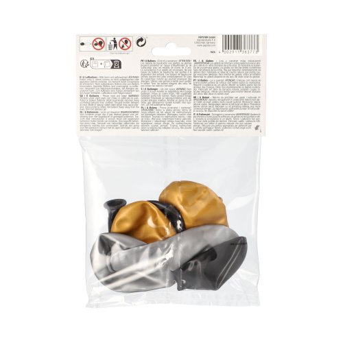 6 Luftballons Ø 25 cm schwarz/gold/silber 20160 Luftballons Ø 25 cm schwarz/gold/silber