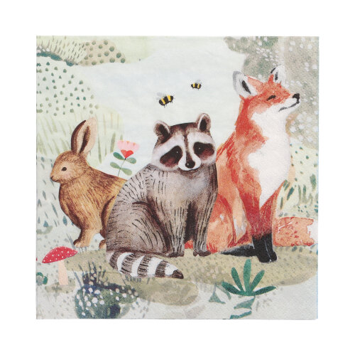 20 Servietten, 3-lagig 1/4-Falz 33 cm x 33 cm "Rabbit, Racoon & Fox" 22800 Servietten, 3-lagig 1/4-Falz 33 cm x 33 cm "Rabbit, Racoon & Fox"