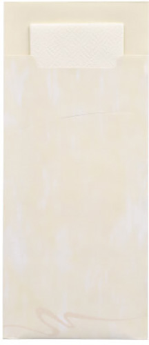 15600 Bestecktaschen 20 cm x 8,5 cm creme inkl. weißer Serviette 33 x 33 cm 2-lag.