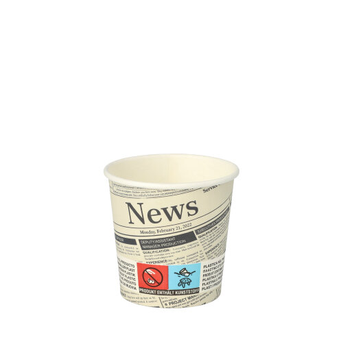 30000 Trinkbecher, Pappe "To Go" 0,1 l Ø 6 cm · 6 cm weiss "Newsprint"