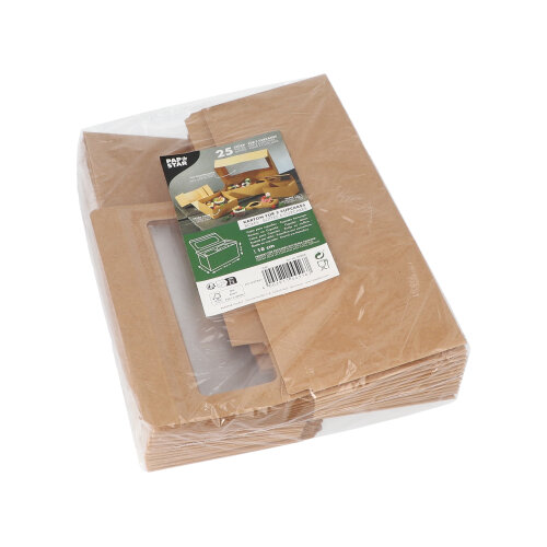 25 Cupcake-Kartons eckig 10 cm x 18,5 cm x 8,5 cm mit Sichtfenster aus PLA 5200 Cupcake-Kartons eckig 10 cm x 18,5 cm x 8,5 cm mit Sichtfenster aus PLA