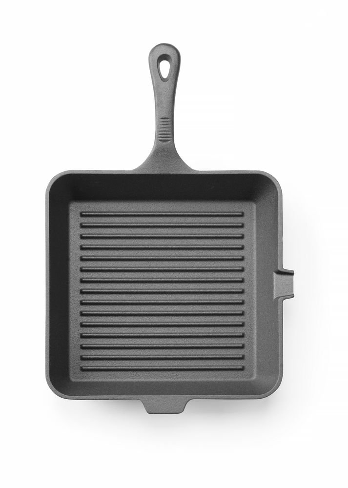 Gusseisen-Grillpfanne, HENDI, Schwarz, 265x265x(H)50mm