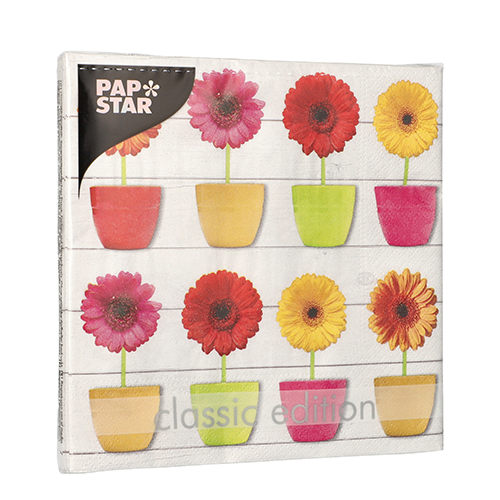 20 Servietten, 3-lagig 1/4-Falz 33 cm x 33 cm "Glowing Gerberas" 22800 Servietten, 3-lagig 1/4-Falz 33 cm x 33 cm "Glowing Gerberas"