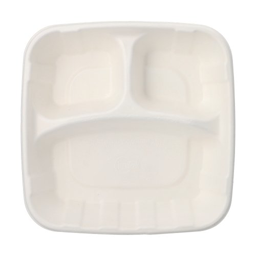 2800 Teller Zuckerrohr "pure" 3-geteilt 5 cm x 22,8 cm x 22,8 cm