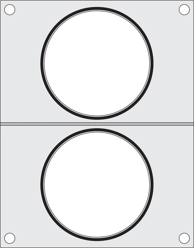 Matrize für Versiegelungsmaschine, zwei runde Behälter (ø115 mm) Matrize für Versiegelungsmaschine, zwei runde Behälter (ø115 mm)