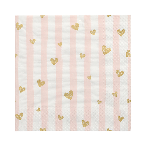 30 Servietten, 3-lagig 1/4-Falz 33 cm x 33 cm pink "Golden Hearts" 25920 Servietten, 3-lagig 1/4-Falz 33 cm x 33 cm ! pink "Golden Hearts"