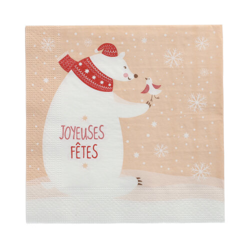 20 Servietten, 3-lagig 1/4-Falz 33 cm x 33 cm "L'ours Blanc" 21600 Servietten, 3-lagig 1/4-Falz 33 cm x 33 cm "L'ours Blanc"