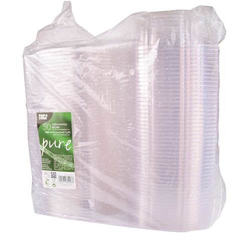50 Feinkost- und Salatschalen mit Klappdeckeln, PLA "pure" 1 l 7,6 cm x 20,5 cm x 16,8 cm glasklar 2400 Feinkost- und Salatschalen mit Klappdeckeln, PLA "pure" 1 l 7,6 cm x 20,5 cm x 16,8 cm glasklar