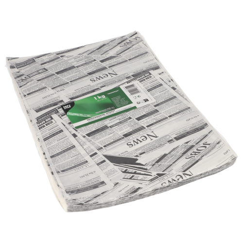 540 Einschlagpapiere, Pergament-Ersatz 35 cm x 25 cm "Newsprint" fettdicht (1 kg)