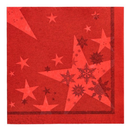 12000 Servietten "ROYAL Collection" 1/4-Falz 40 cm x 40 cm rot "Stars and Snowflakes"